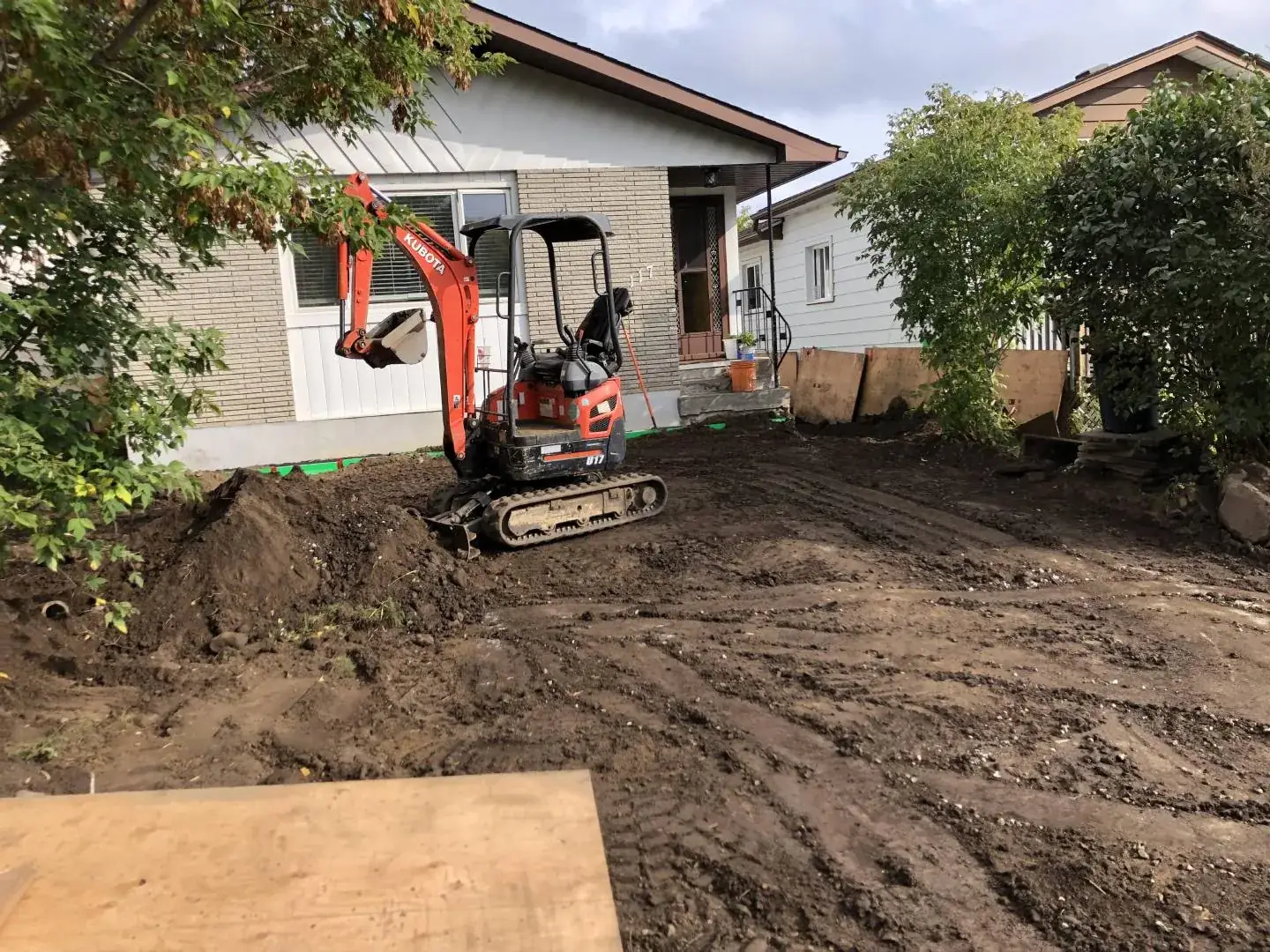Excavating beside a home