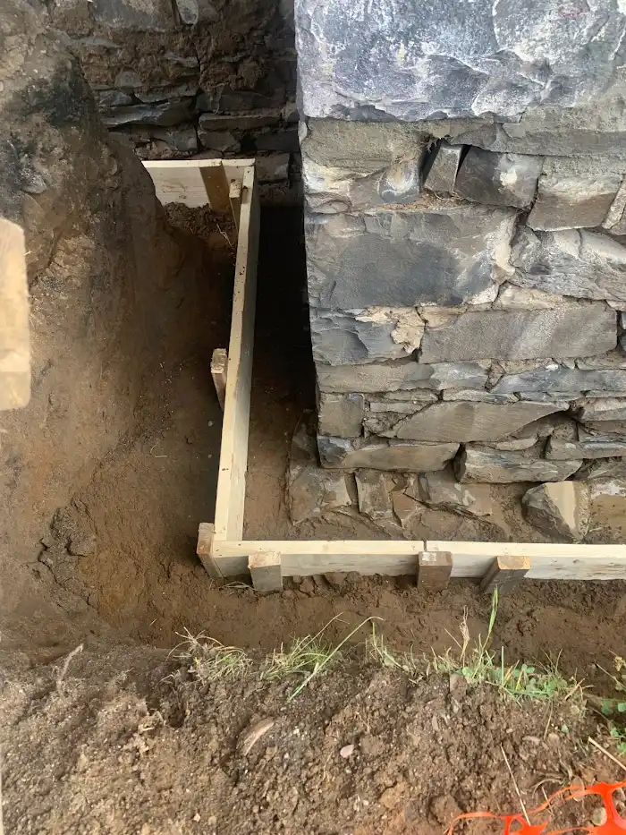 Stone foundation, dug to the footing